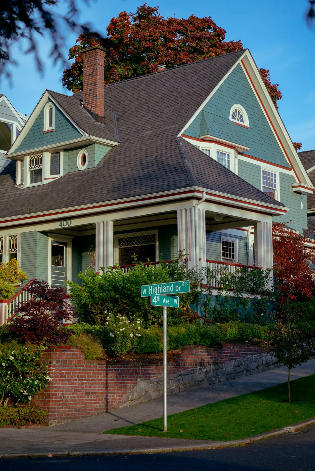 Craftsman-style home on a tree-lined Seattle street